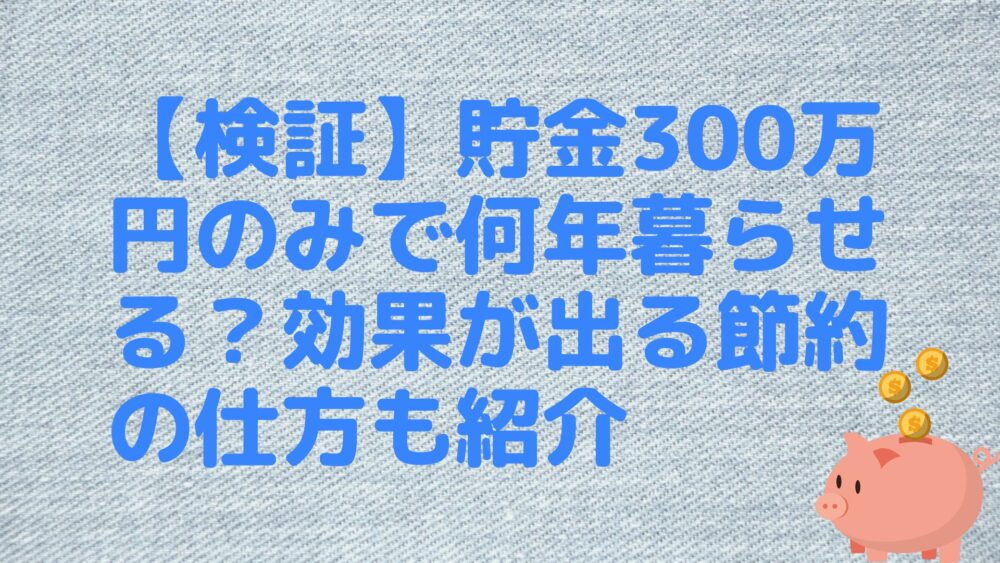 【検証】貯金300万円のみで何年暮らせる？効果が出る節約の仕方も紹介